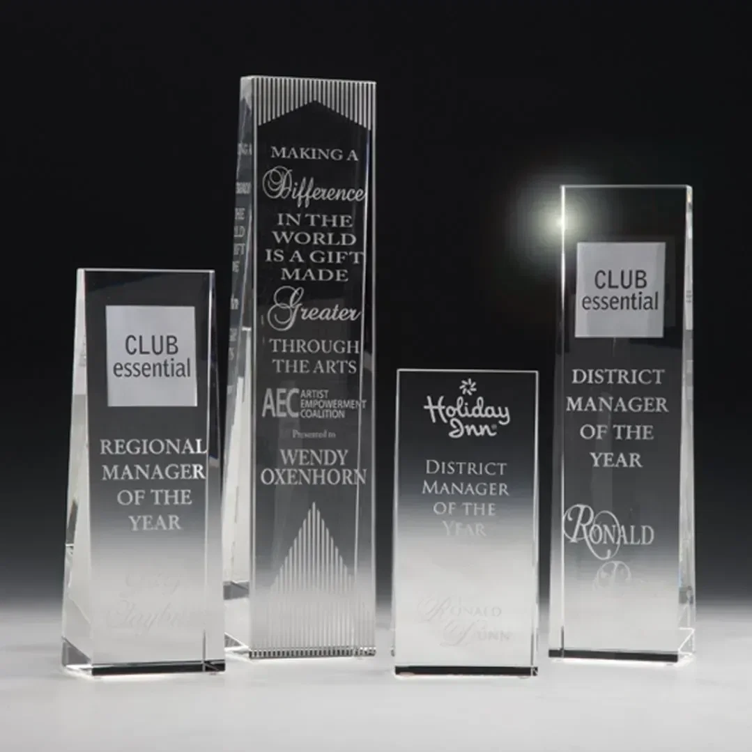 Extra-Thick Crystal Wedge Tower Award