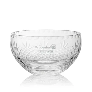 Lead Crystal Bowl with All-Around Cut Facets and Front Panel