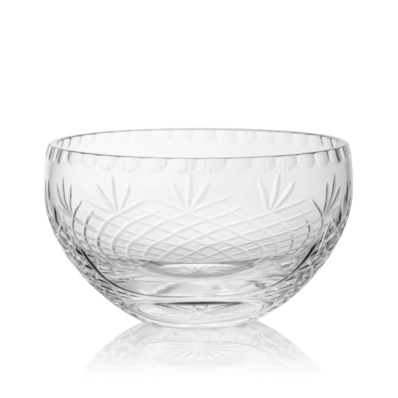 Custom Lead Crystal Bowl with All-Around Cut Facets and Front Panel for service anniversary gifts
