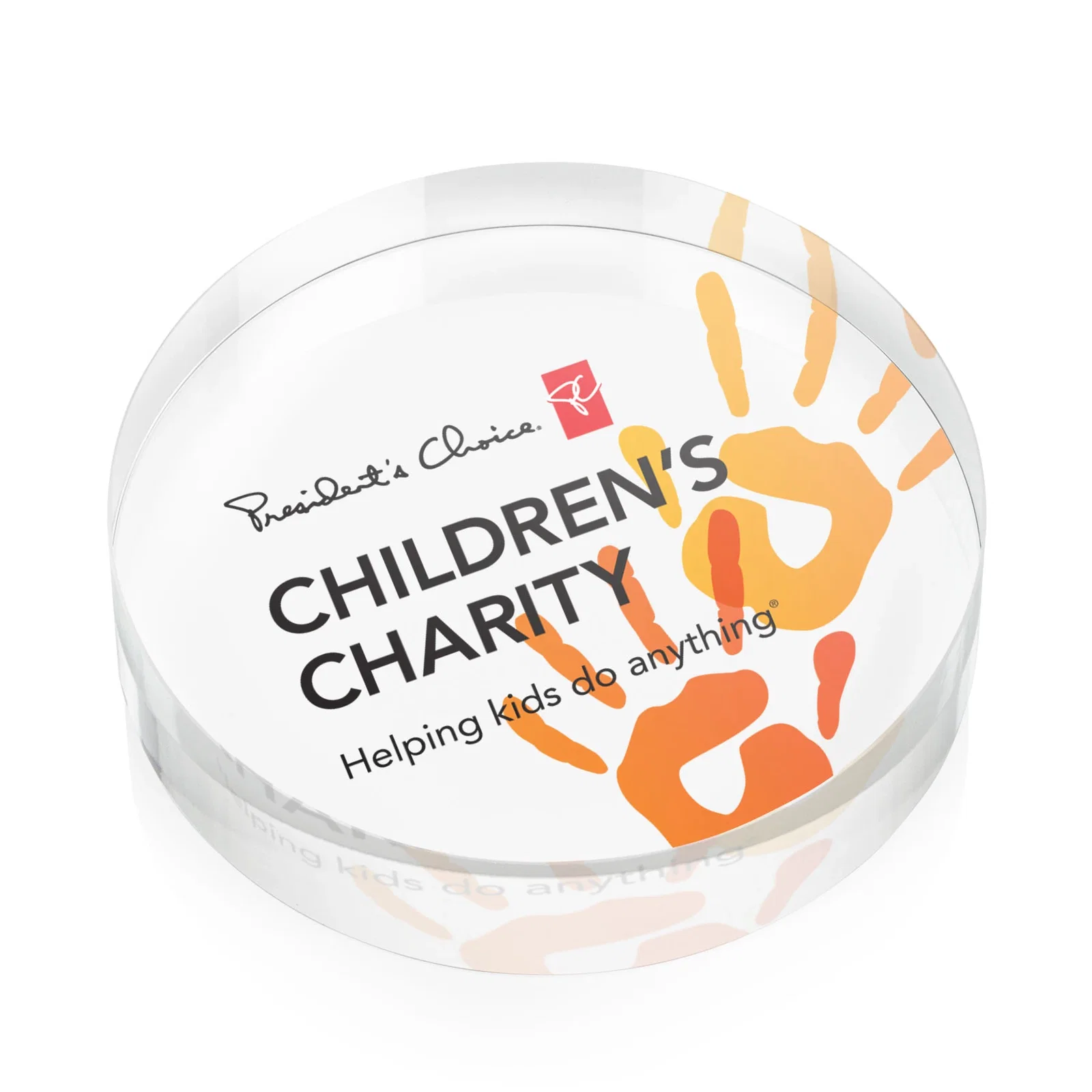 Custom Round Crystal Paperweight, 3.5" x 0.75" with Gift Box for service anniversary gifts