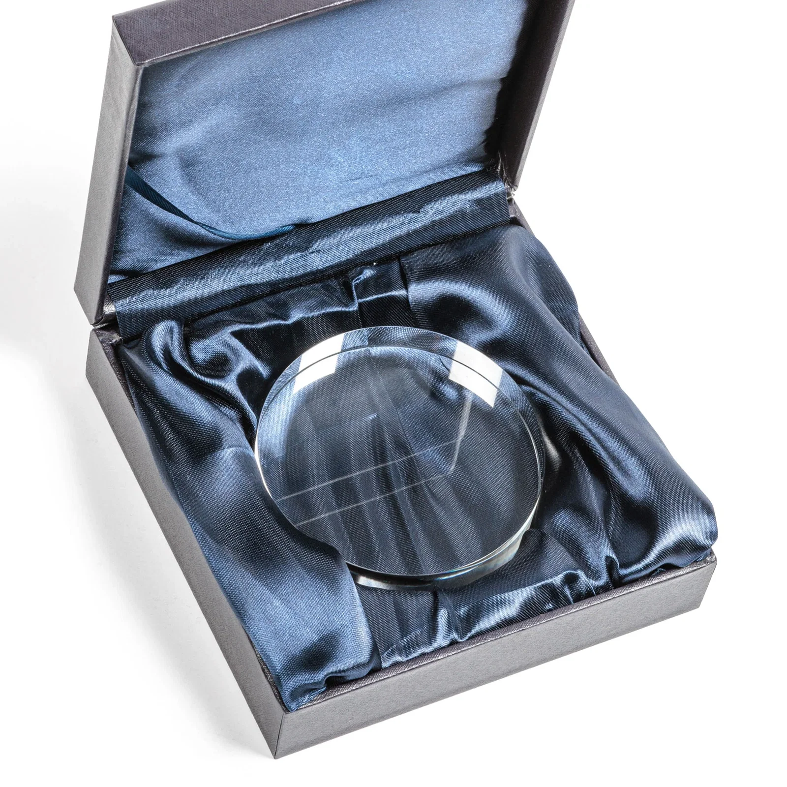 Custom Round Crystal Paperweight, 3.5" x 0.75" with Gift Box for sales achievement awards