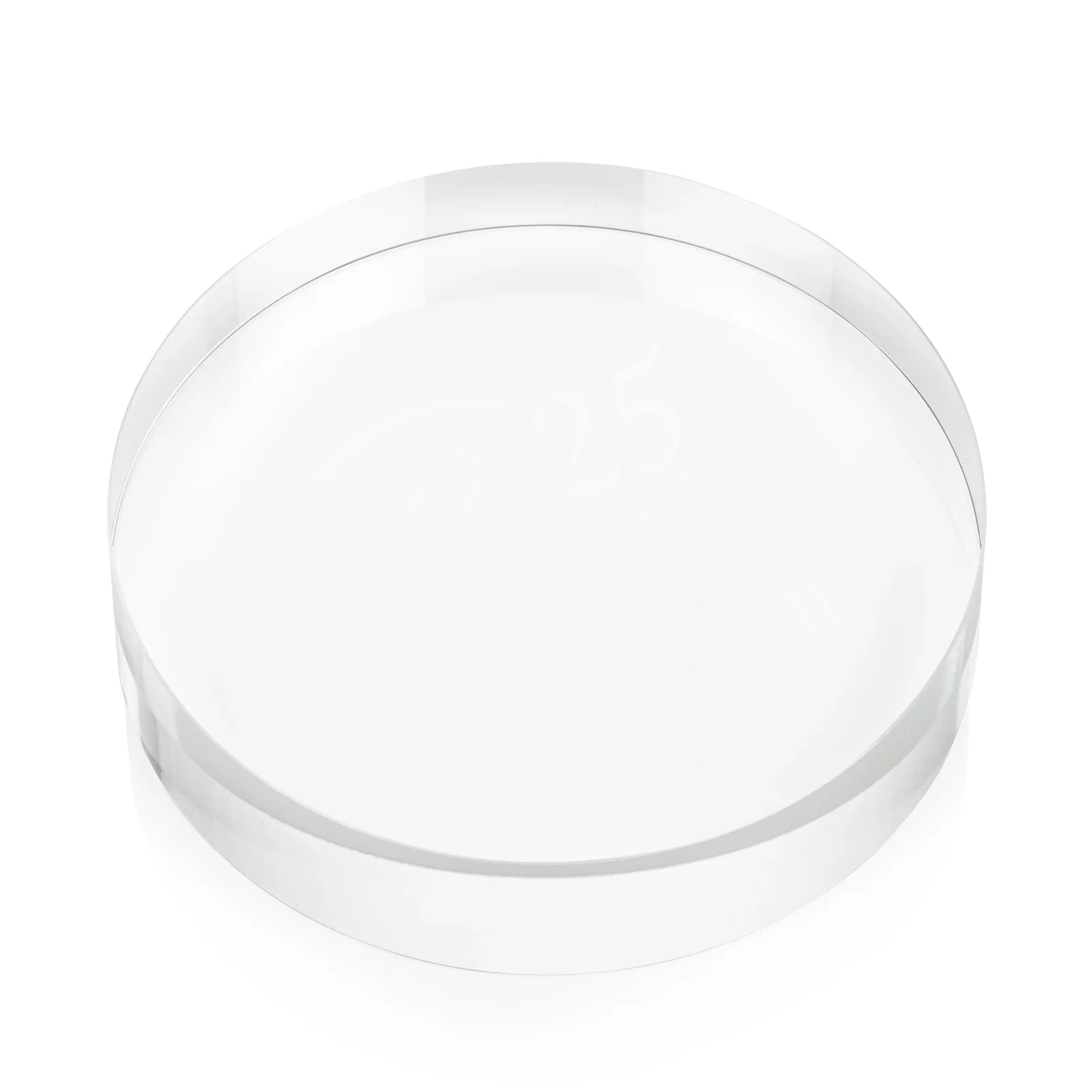 Custom Round Crystal Paperweight, 3.5" x 0.75" with Gift Box for retirement presentations