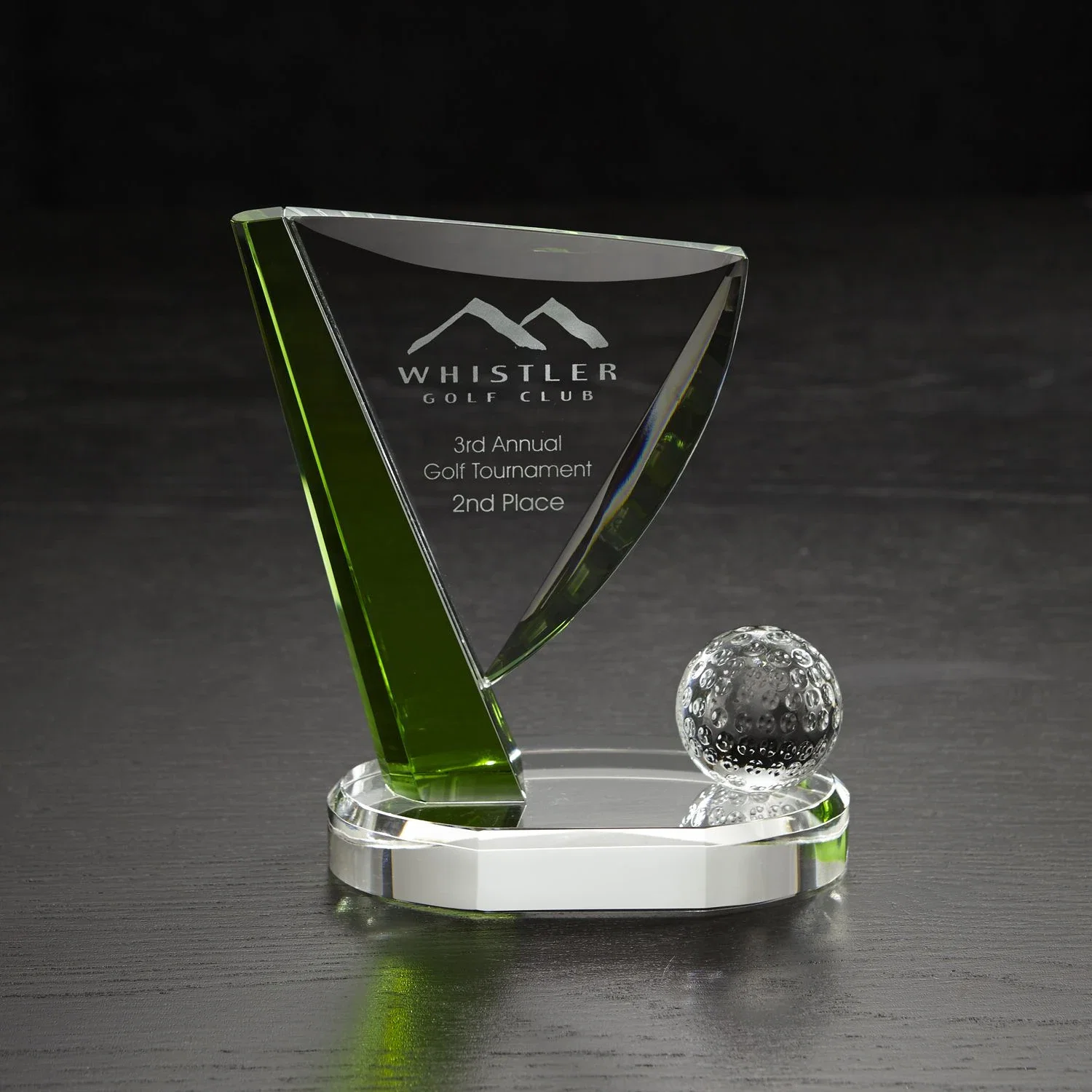Customized Medium Flagstick Award — Clear / Green — view 2