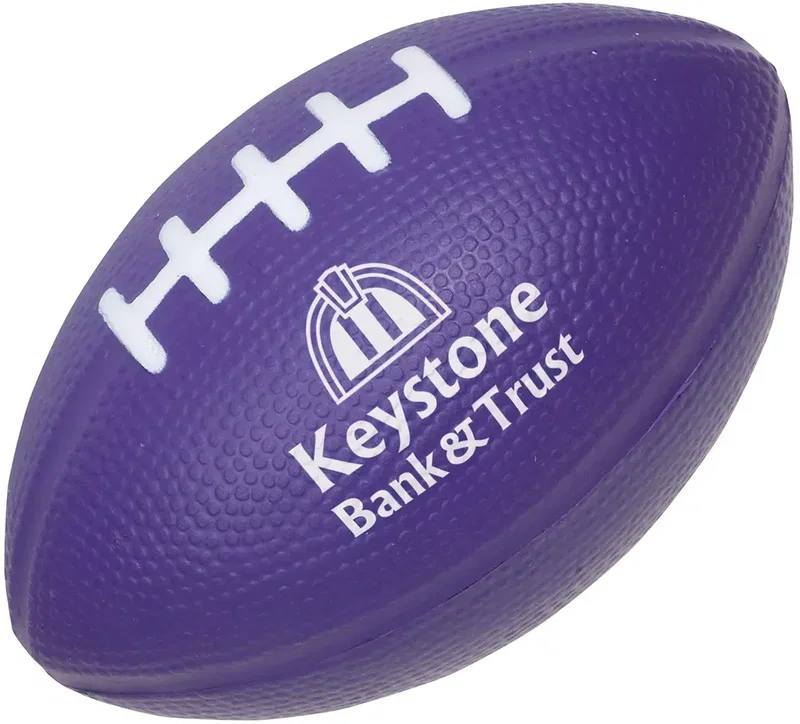 Custom Medium Football Stress Reliever back view, logo-ready 4-inch football squeeze toy for team giveaways