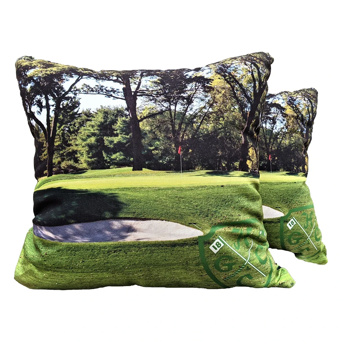 Cushion propped upright to show its plump filled shape