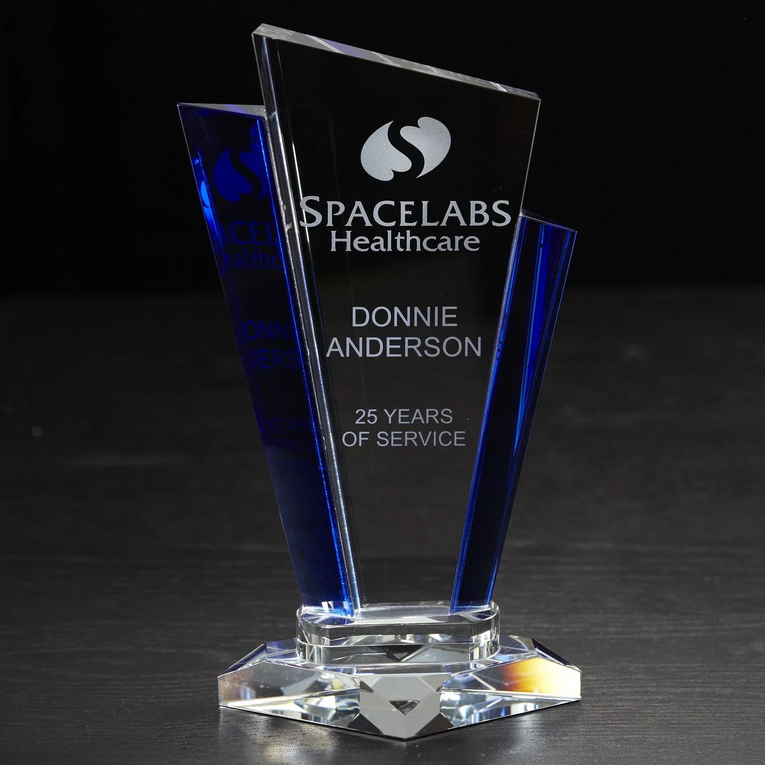 Custom Medium Inclination Award — Clear / Blue — view 2