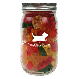 16 oz Glass Candy Jar with Choice of Fill, 3.05" x 5.35", Full-Color Imprint