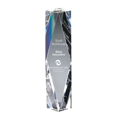 Clear tower award standing ten inches tall