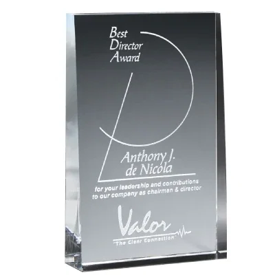 Smaller wedge trophy shown standing upright