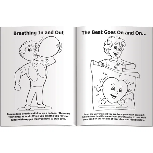 Meet Buddy coloring book interior pages with healthy-body illustrations to color