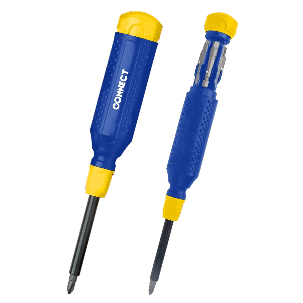 Red gripped screwdriver angled to show the shaft