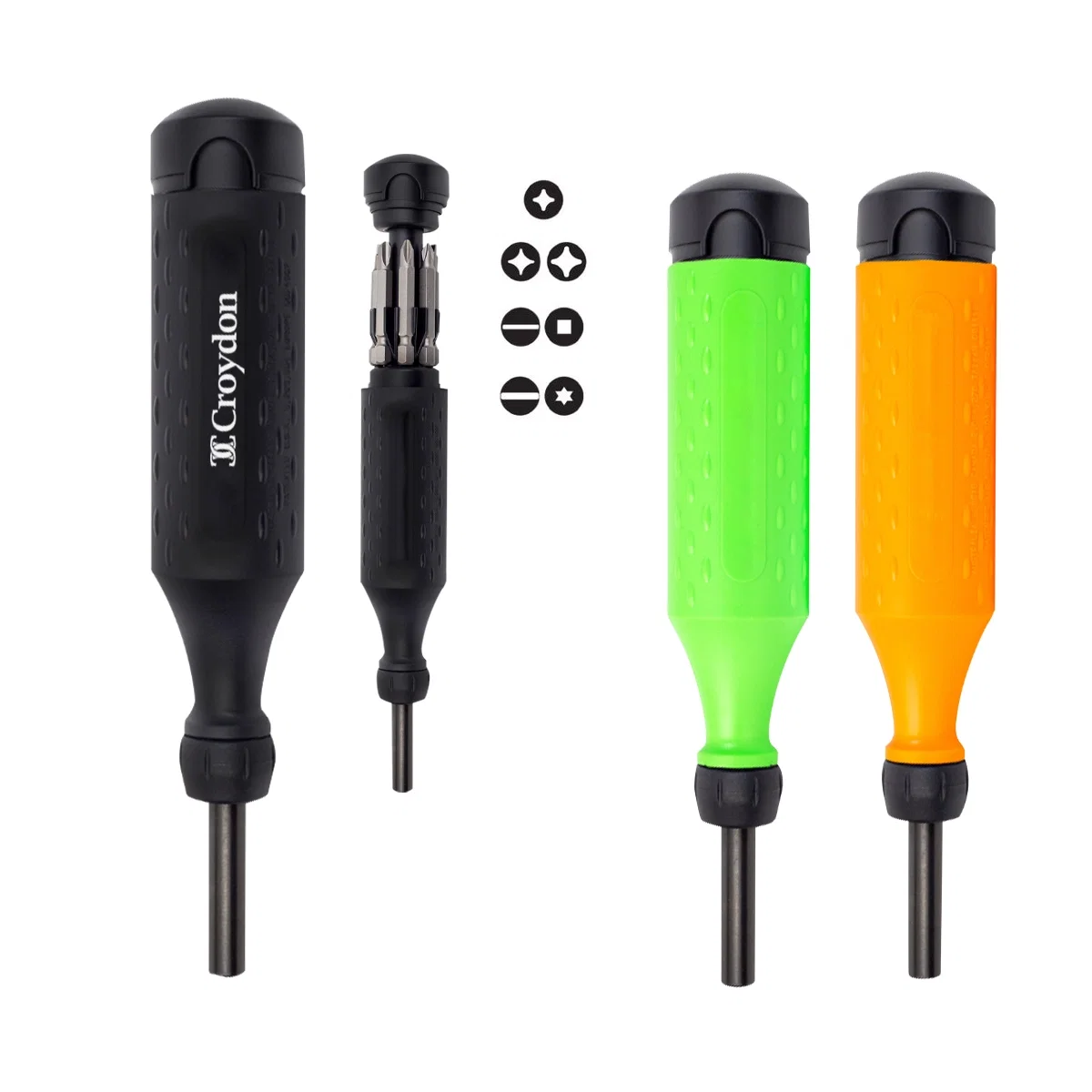 Eight-in-one screwdriver measuring about eight inches when closed
