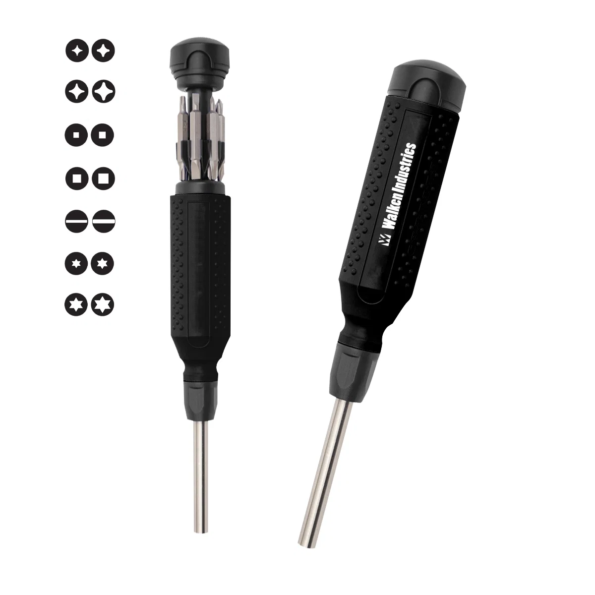 Shaft and tip of the tool angled toward the viewer