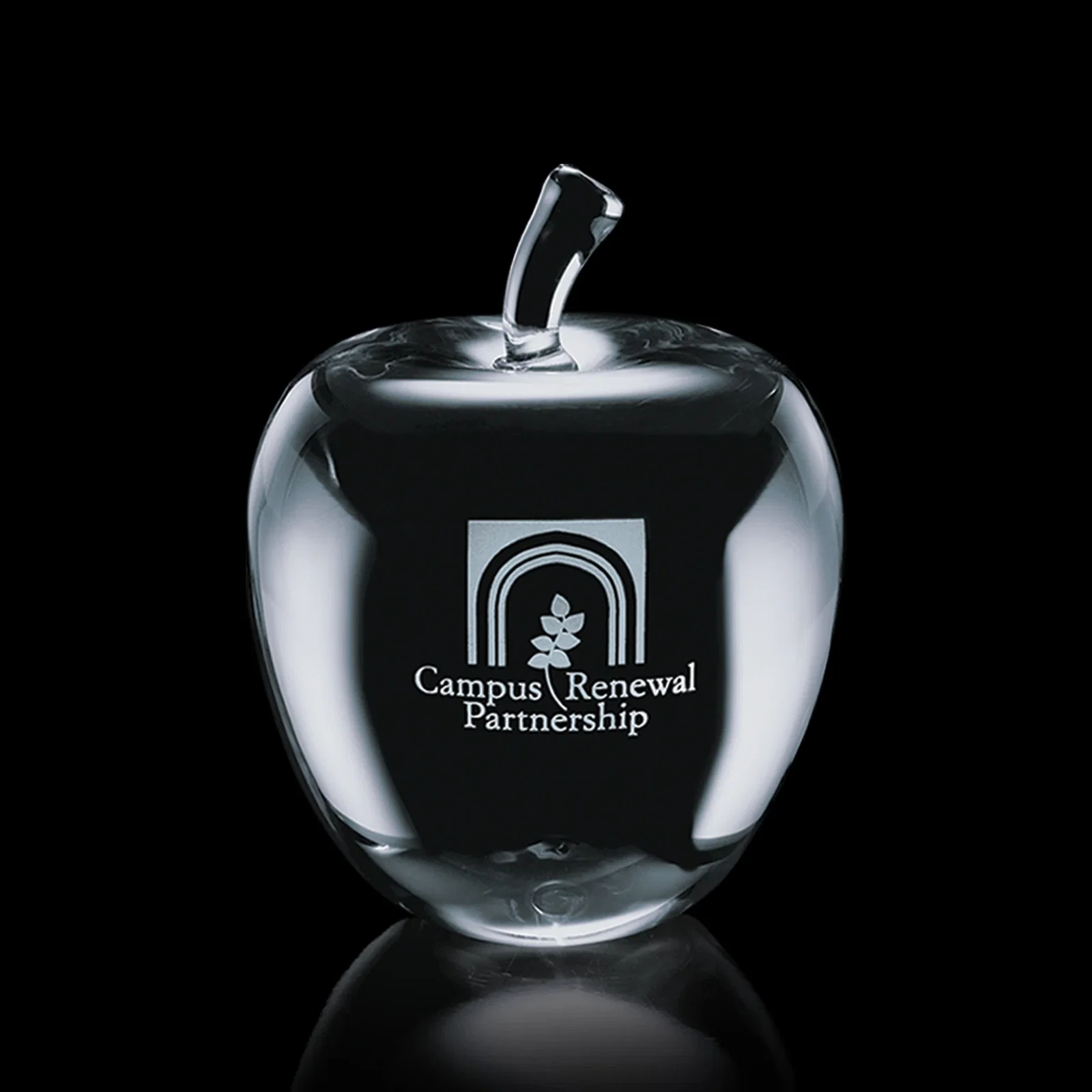 Custom Optical Crystal Apple Paperweight, 2.375"-3.5" in 3 Sizes, teacher appreciation gift for corporate award ceremonies