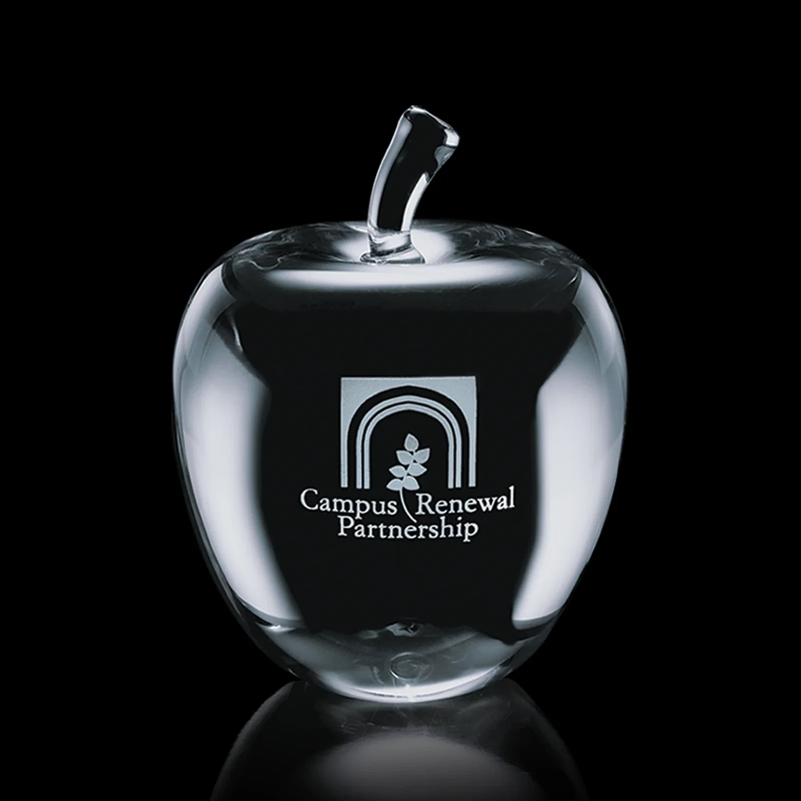 Custom Optical Crystal Apple Paperweight, 2.375"-3.5" in 3 Sizes, teacher appreciation gift for service anniversary gifts