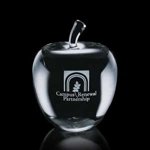 Optical Crystal Apple Paperweight, 2.375"-3.5" in 3 Sizes