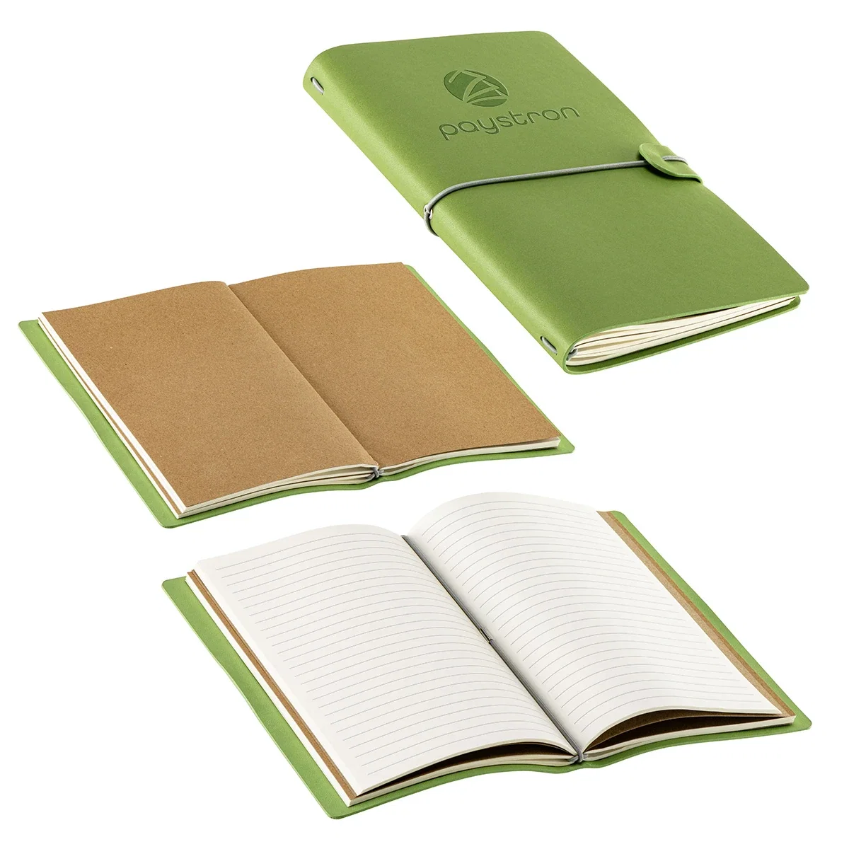 Memoir Softcover Journal open to a blank page, lifestyle desk shot