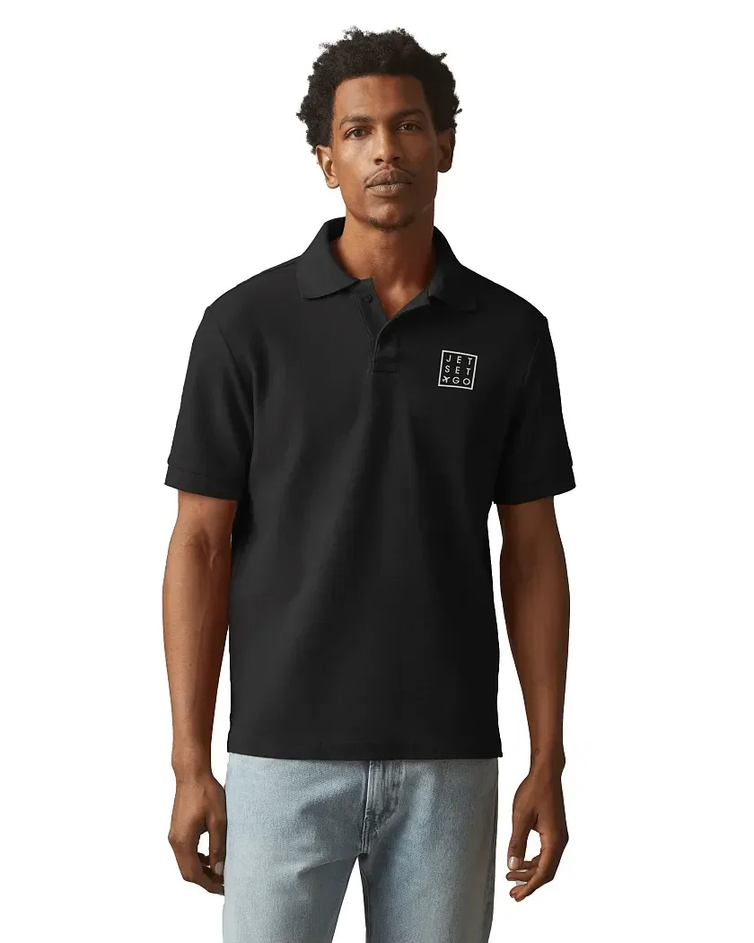 Branded Cotton Pique Polo for Men - American Giant being worn