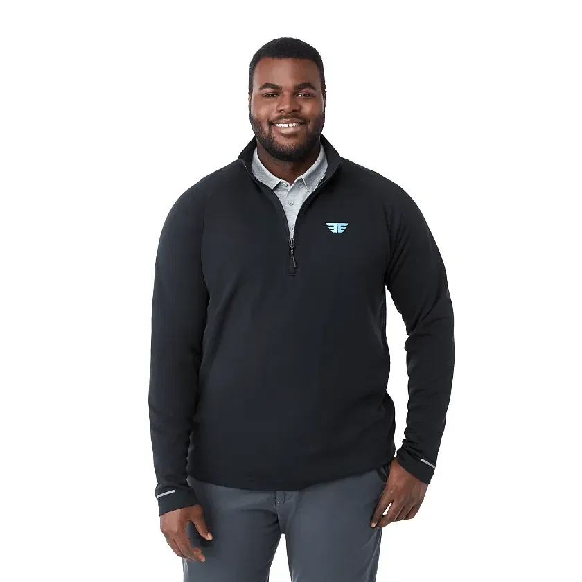 Branded Asgard Eco Knit Performance Quarter Zip for Men being worn