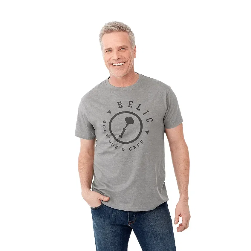 Custom Men's BODIE Short Sleeve Tee - 0.29oz being worn