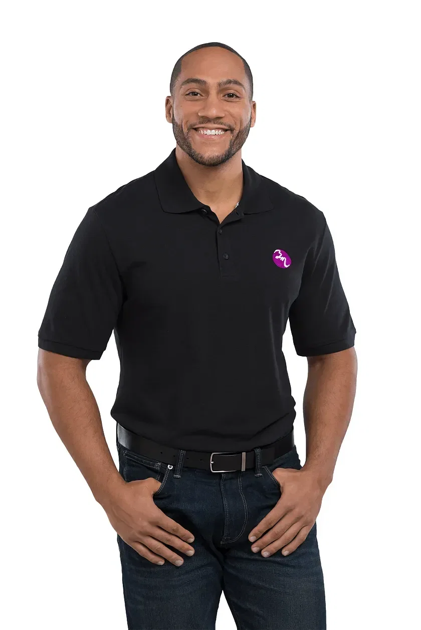 Personalized Men's Pique Polo - CRANDALL Short Sleeve being worn