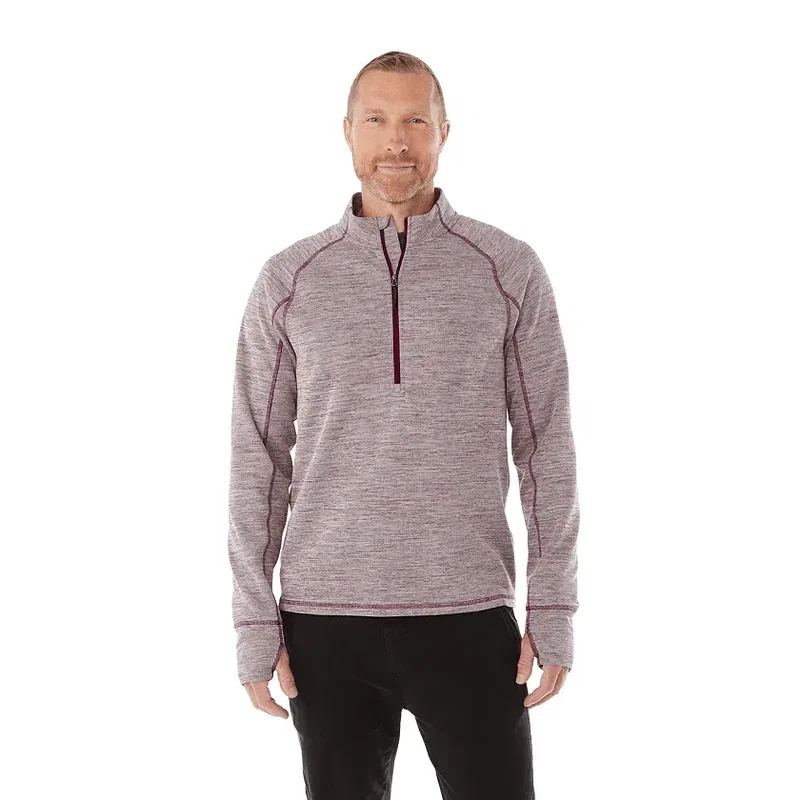 Custom Men's Performance Knit Half Zip Sweater with Thumb Holes — view 4