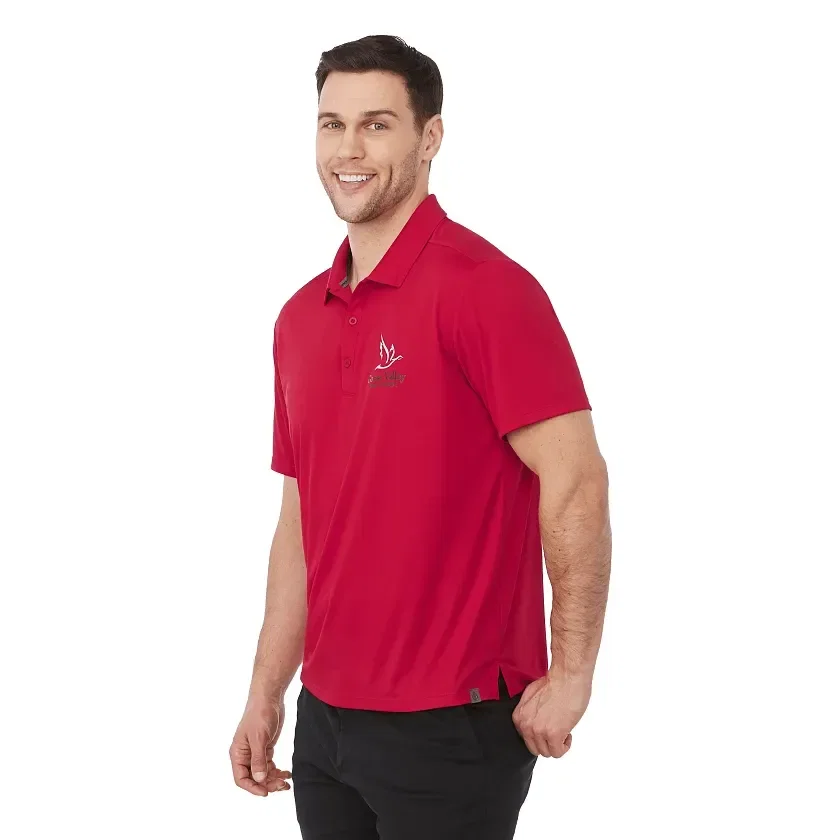 EVANS Men's Eco Short Sleeve Performance Polo being worn