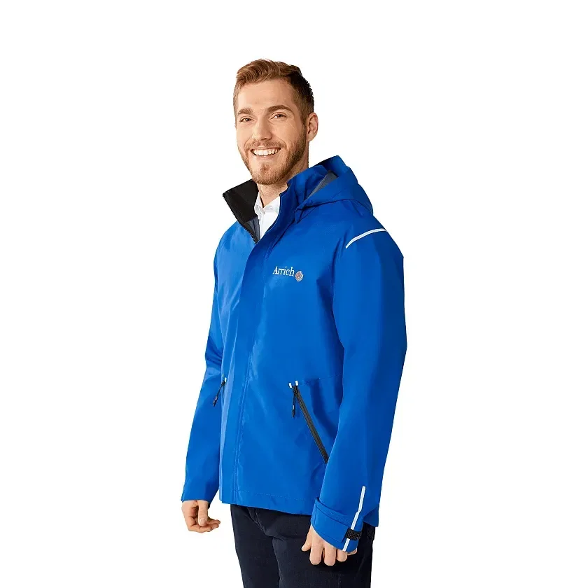 Customizable Men's Gearhart Softshell Waterproof Jacket being worn