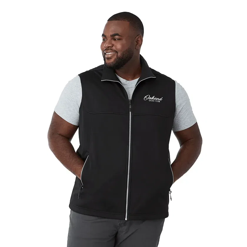 Branded JORIS Eco Softshell Waterproof Vest - Men's being worn
