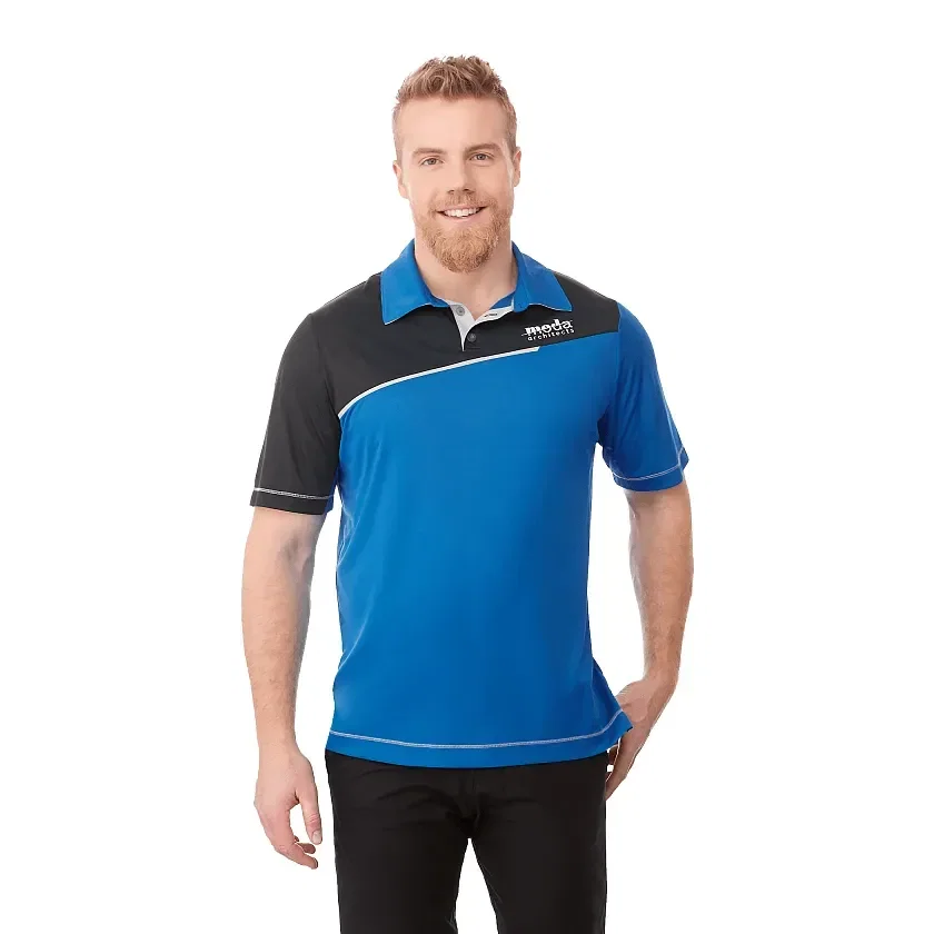 Custom Branded Men's Short Sleeve Polo PRATER being worn