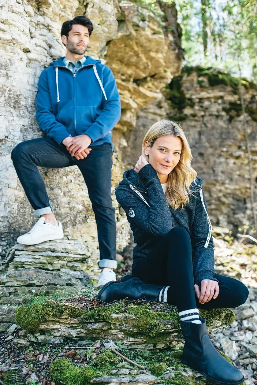 Men's Riverside Full Zip Fleece Hoodie being worn