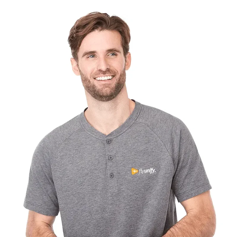 Branded Eco-Friendly Men's Short Sleeve Henley - SOMOTO — view 16