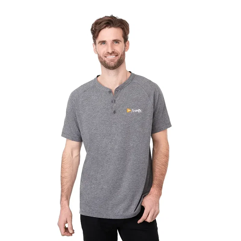 Branded Eco-Friendly Men's Short Sleeve Henley - SOMOTO — view 9