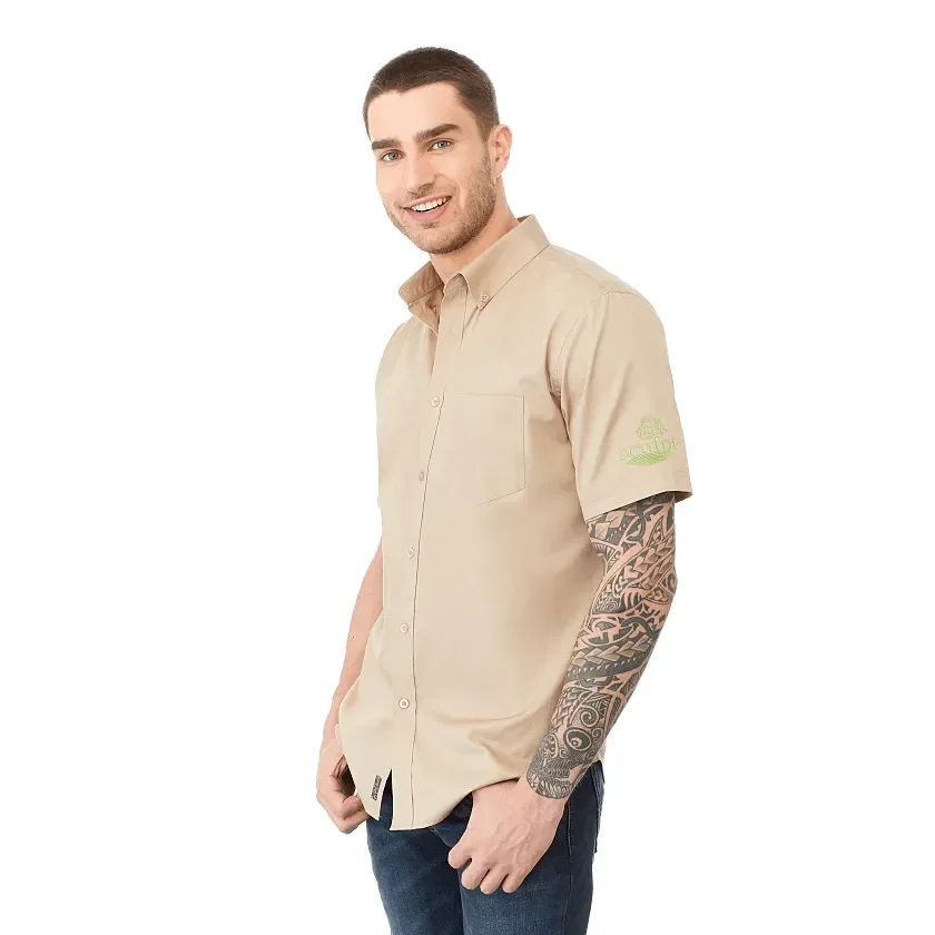 Custom Branded Stirling Short Sleeve Shirt being worn