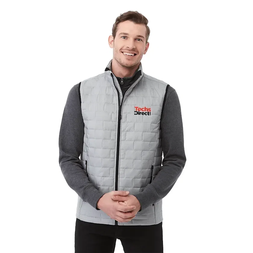 Branded Lightweight Packable Insulated Puffer Vest - Men's Telluride being worn