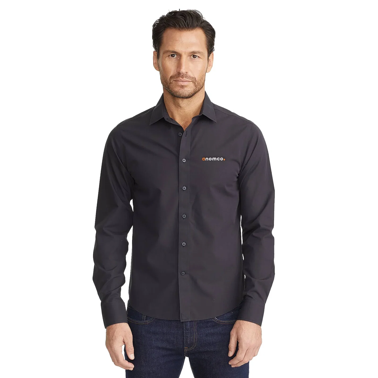 Custom Men's Slim-Fit Button Up Shirt - UNTUCKit Black Stone Wrinkle-Free Long Sleeve — view 6