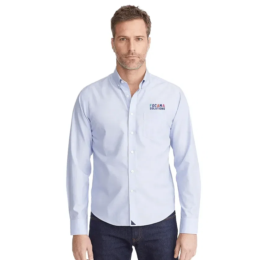 Custom UNTUCKit Hillside Select Wrinkle-Free Long Sleeve Shirt - Men's being worn