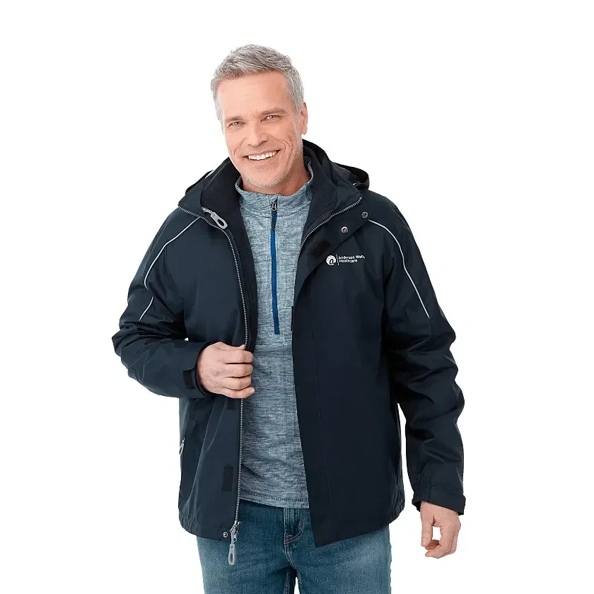 Customizable Men's Valencia 3-in-1 Waterproof Fleece Jacket with Detachable Hood — view 4