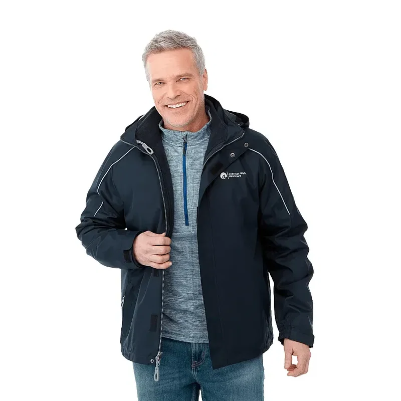 Customizable Men's Valencia 3-in-1 Waterproof Fleece Jacket with Detachable Hood — view 4