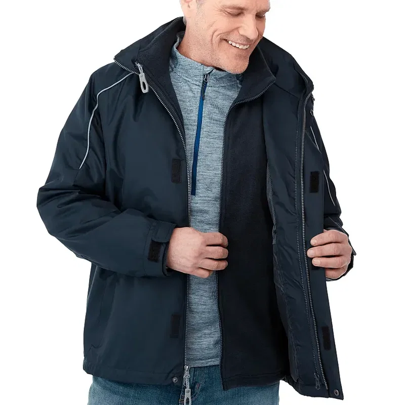 Customizable Men's Valencia 3-in-1 Waterproof Fleece Jacket with Detachable Hood — view 7