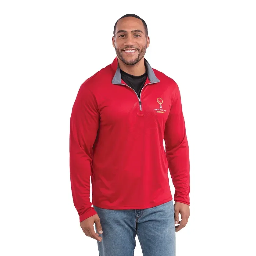 Personalized VEGA Performance Tech Quarter Zip (Men's) being worn