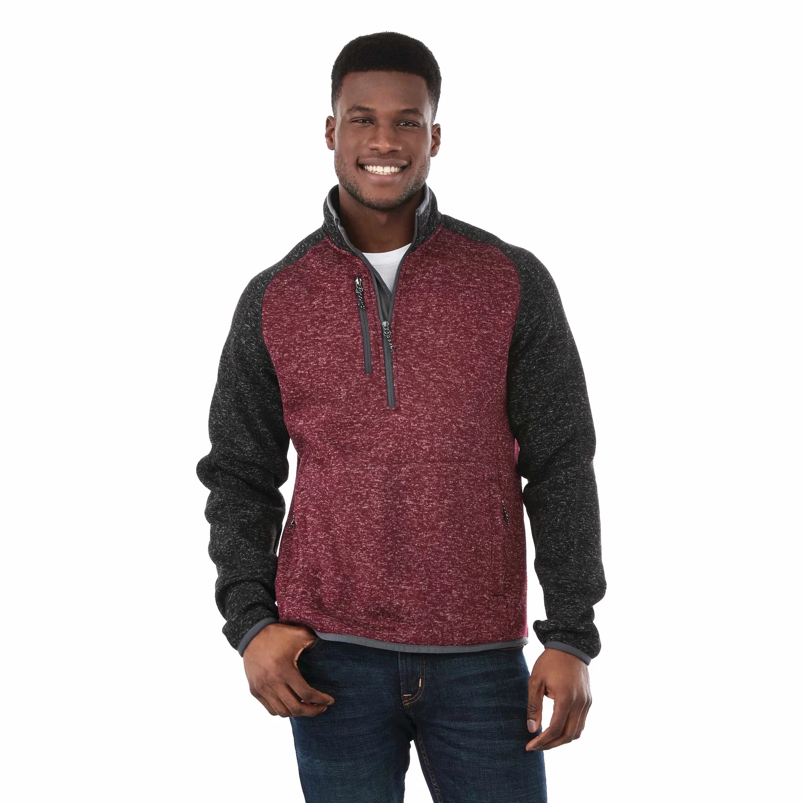 Custom Branded Men's Half Zip Sweater Knit Pullover Jacket — view 25