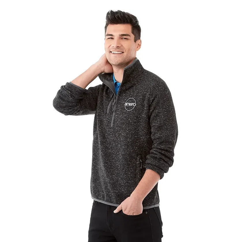 Men's Half Zip Sweater Knit Pullover Jacket being worn