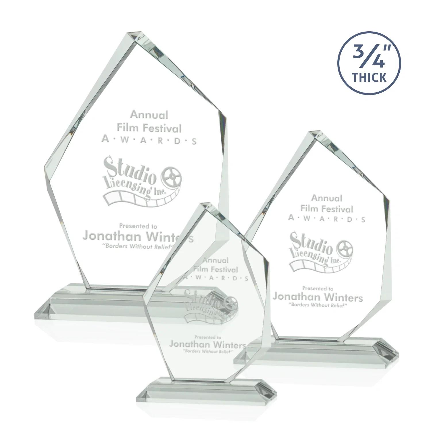 Custom 3/4-Inch Jade Glass Award With a Bevel-Cut Abstract Window for employee recognition