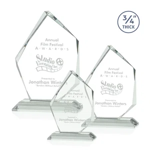 3/4-Inch Jade Glass Award With a Bevel-Cut Abstract Window