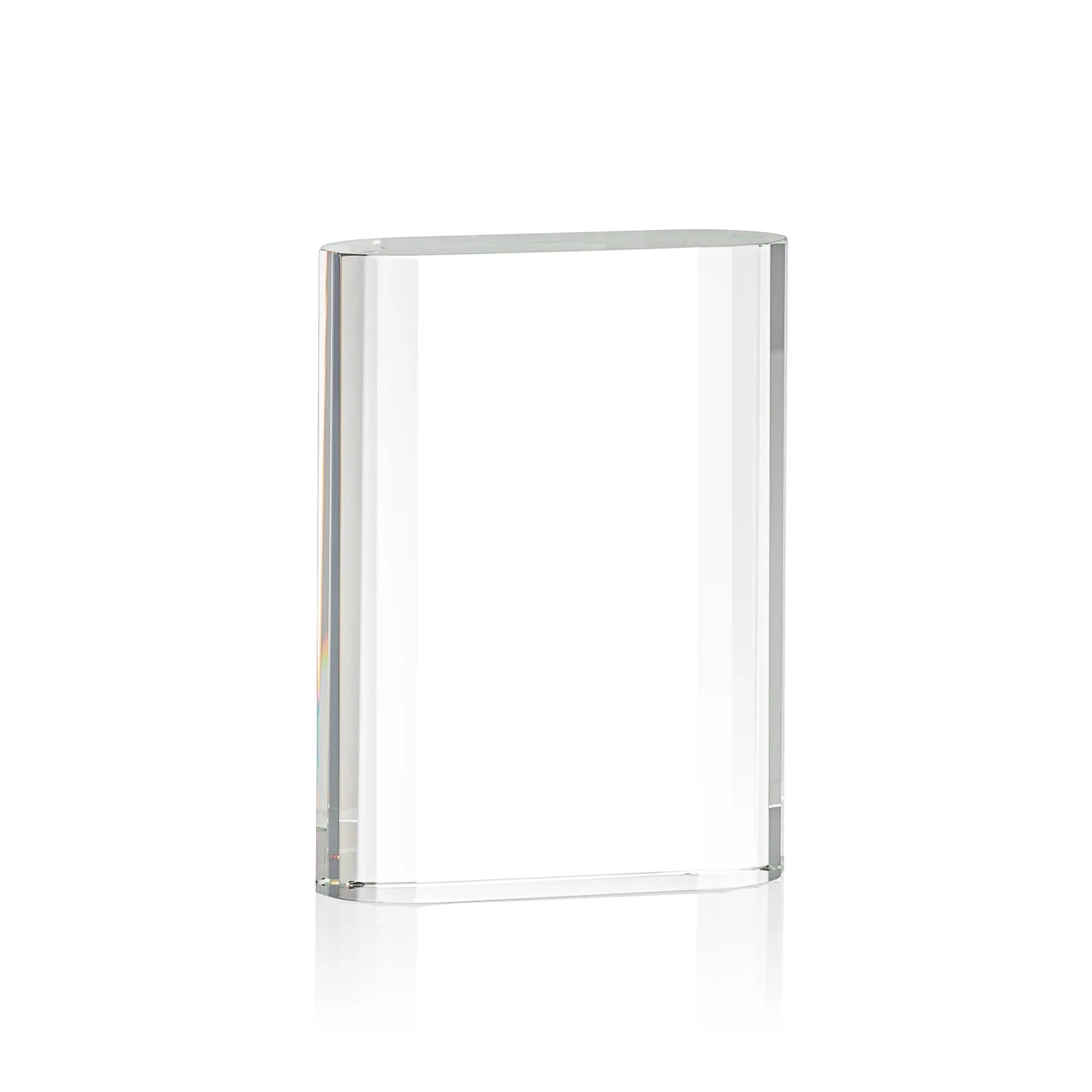 Custom Optical Crystal Award With Stepped, Faceted, Curved Sides, awards for volunteer appreciation