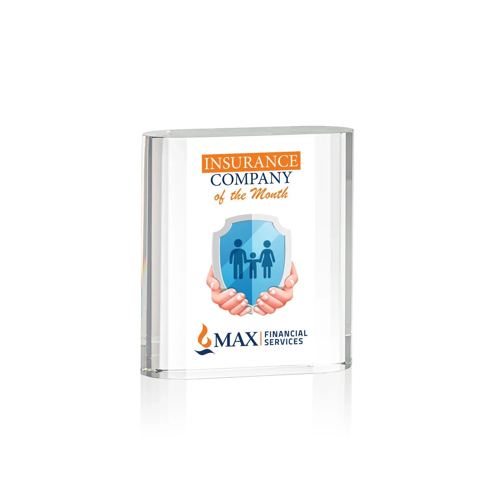 Custom Optical Crystal Award With Stepped, Faceted, Curved Sides, awards for team milestone celebrations