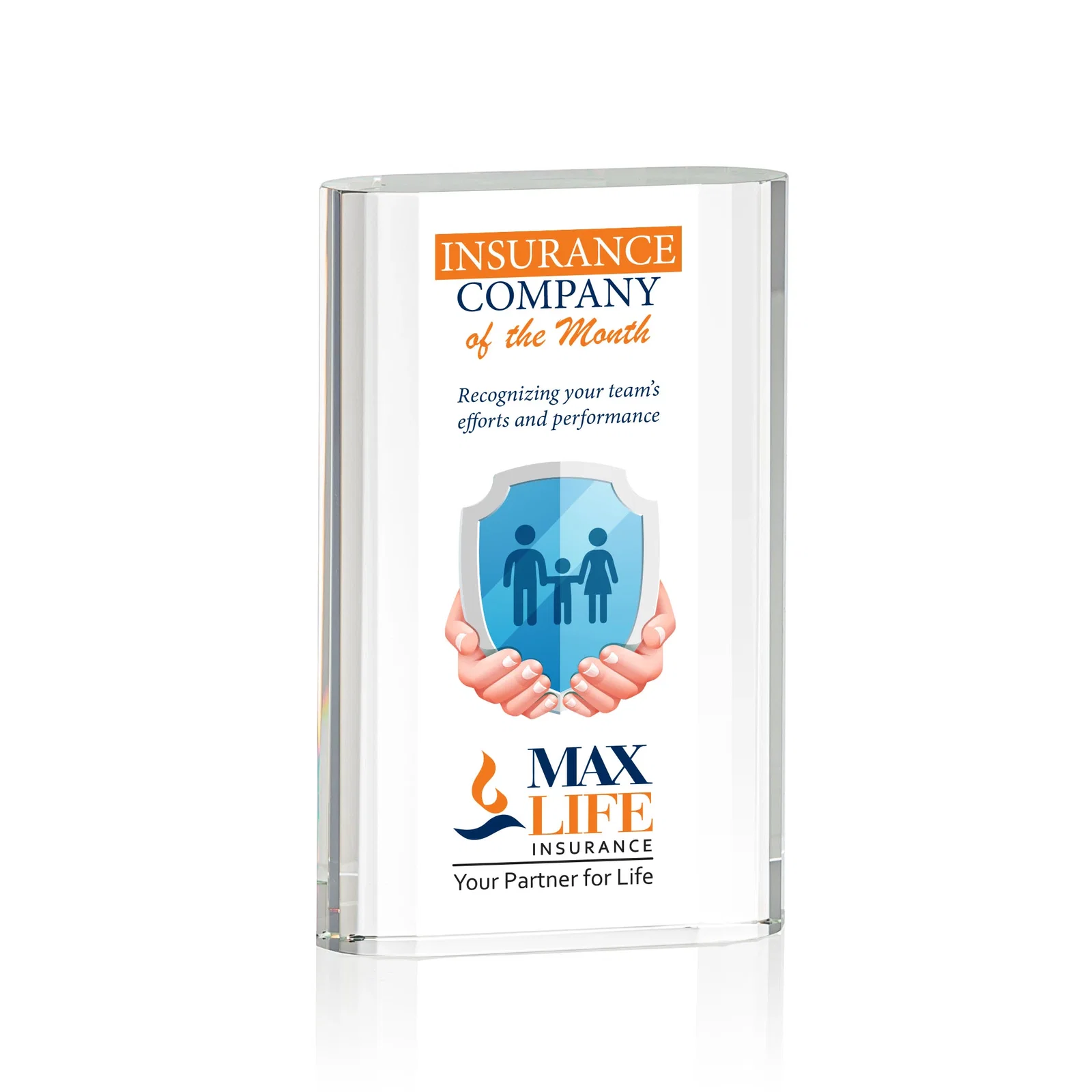 Custom Optical Crystal Award With Stepped, Faceted, Curved Sides, awards for graduation ceremonies