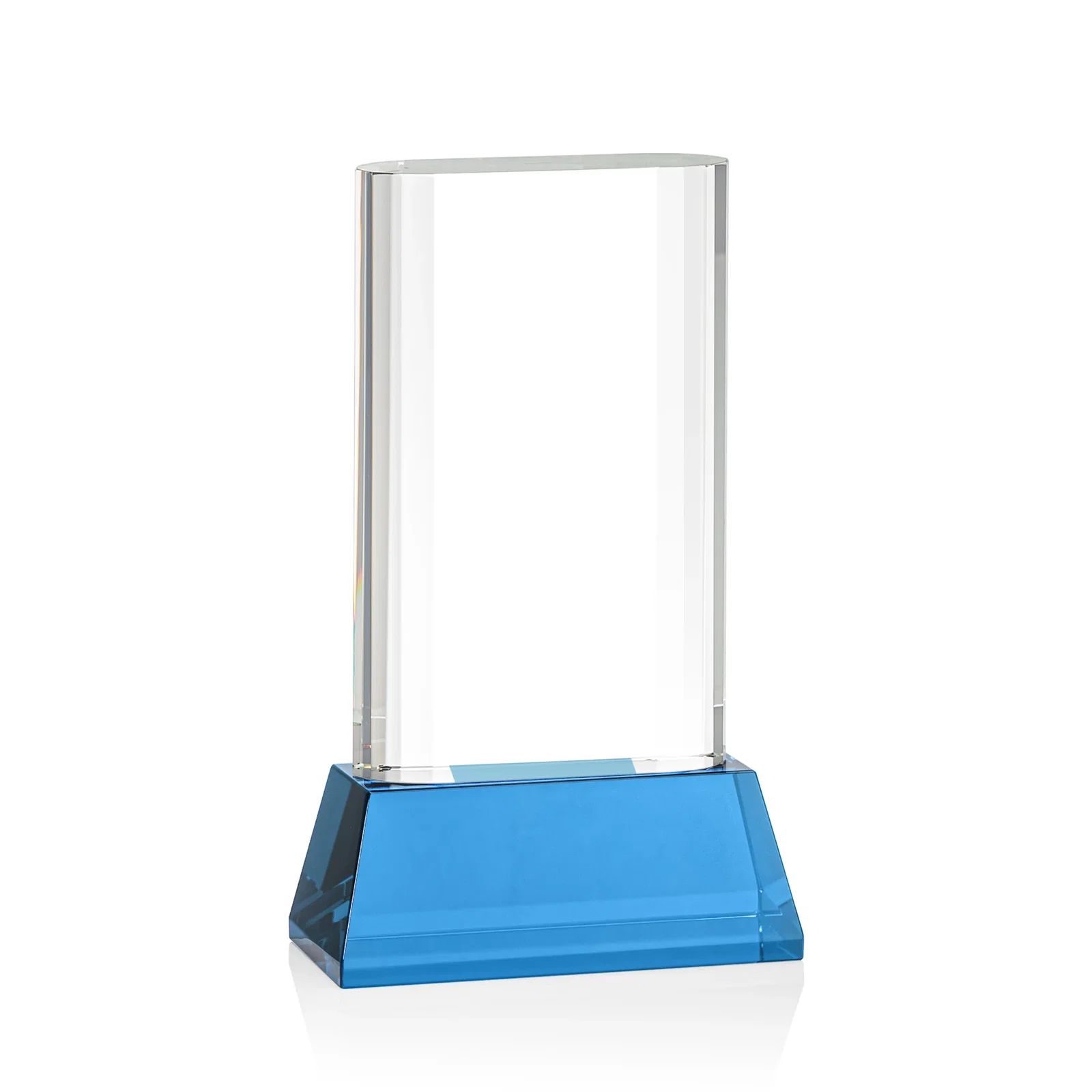 Custom Optical Crystal Award with Stepped Faceted Sides on Tall Tapered Base, awards, with your logo for donor appreciation