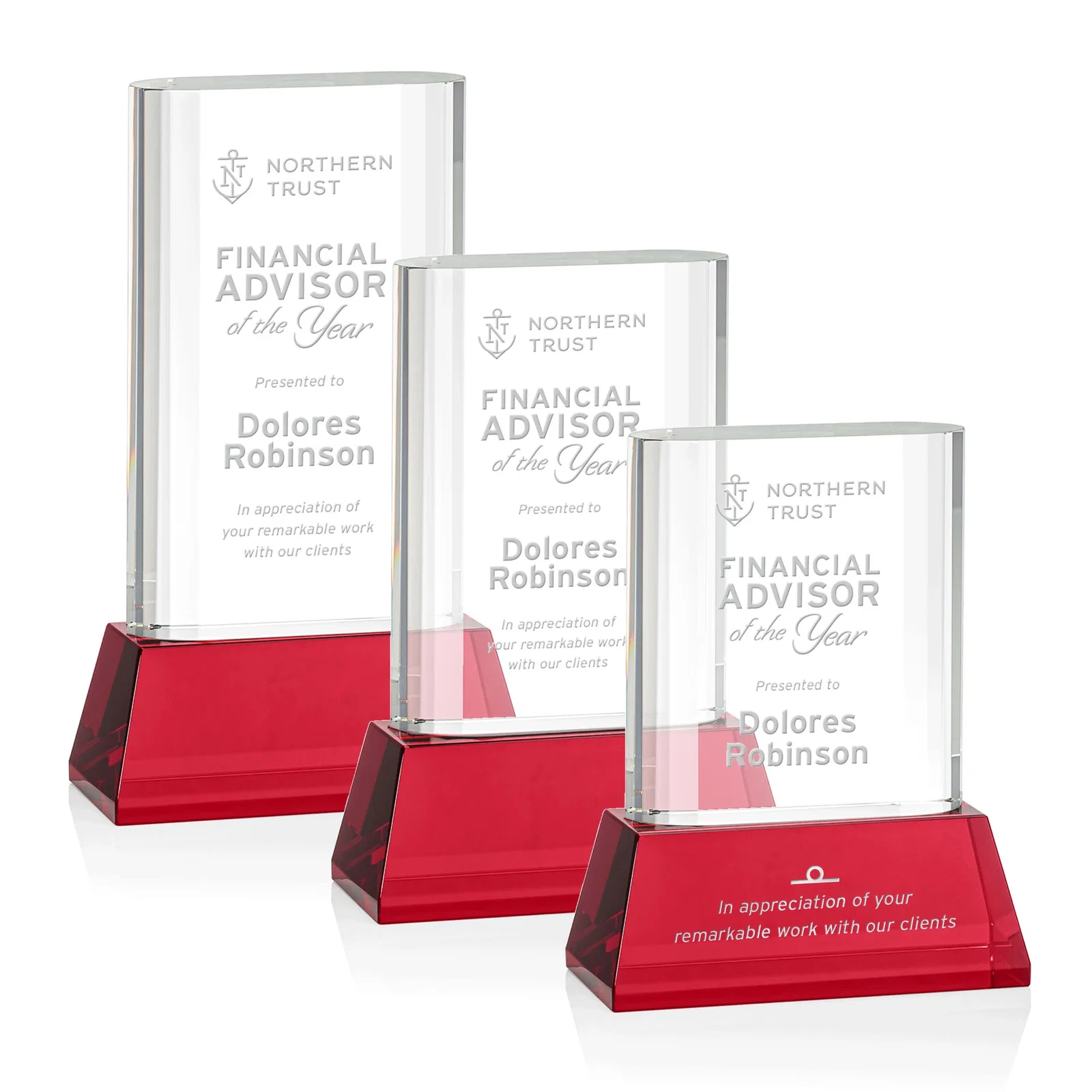 Personalized Optical Crystal Award with Stepped Faceted Sides on Tall Tapered Base, awards for safety achievement programs